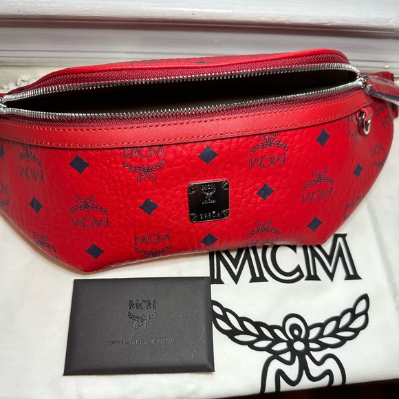 MCM Red Leather Bum Bag LIKE NEW - Picture 12 of 16